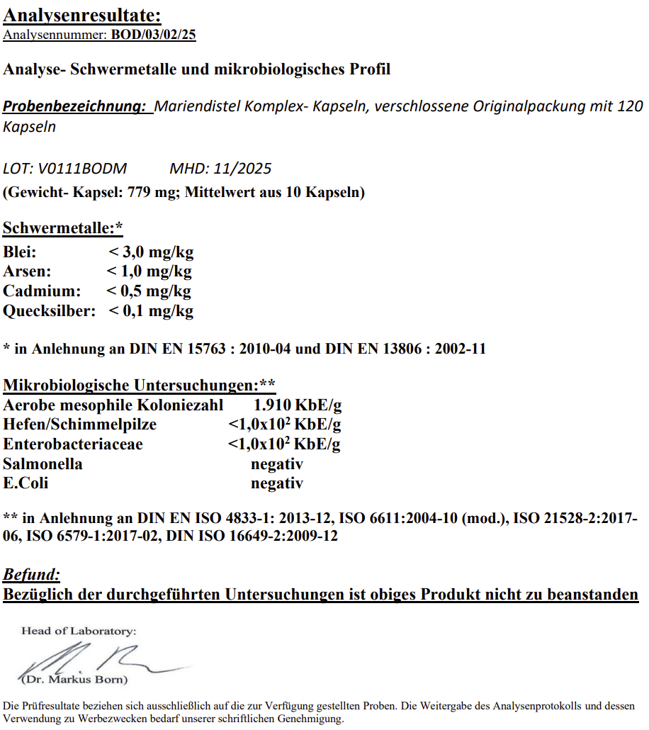 Reiner Mariendistel Artischocke Löwenzahn Komplex: 120 laborgeprüfte Kapseln zur Unterstützung für Ihr Wohlbefinden.