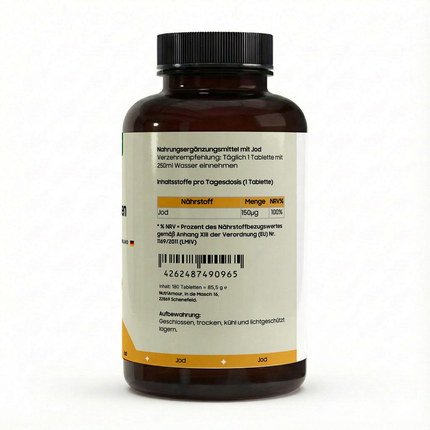 Laborgeprüfte Jod - 180 vegan tablets. Reine Premium-Qualität zur natürlichen Unterstützung der Schilddrüse.