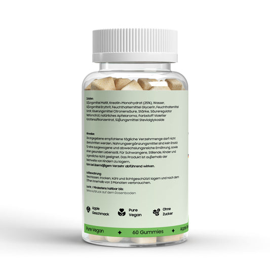 Natürliche Kreatin Gummies - NutriAmour® für die praktische Unterstützung deiner Fitnessziele. Laborgeprüfte Reinheit.