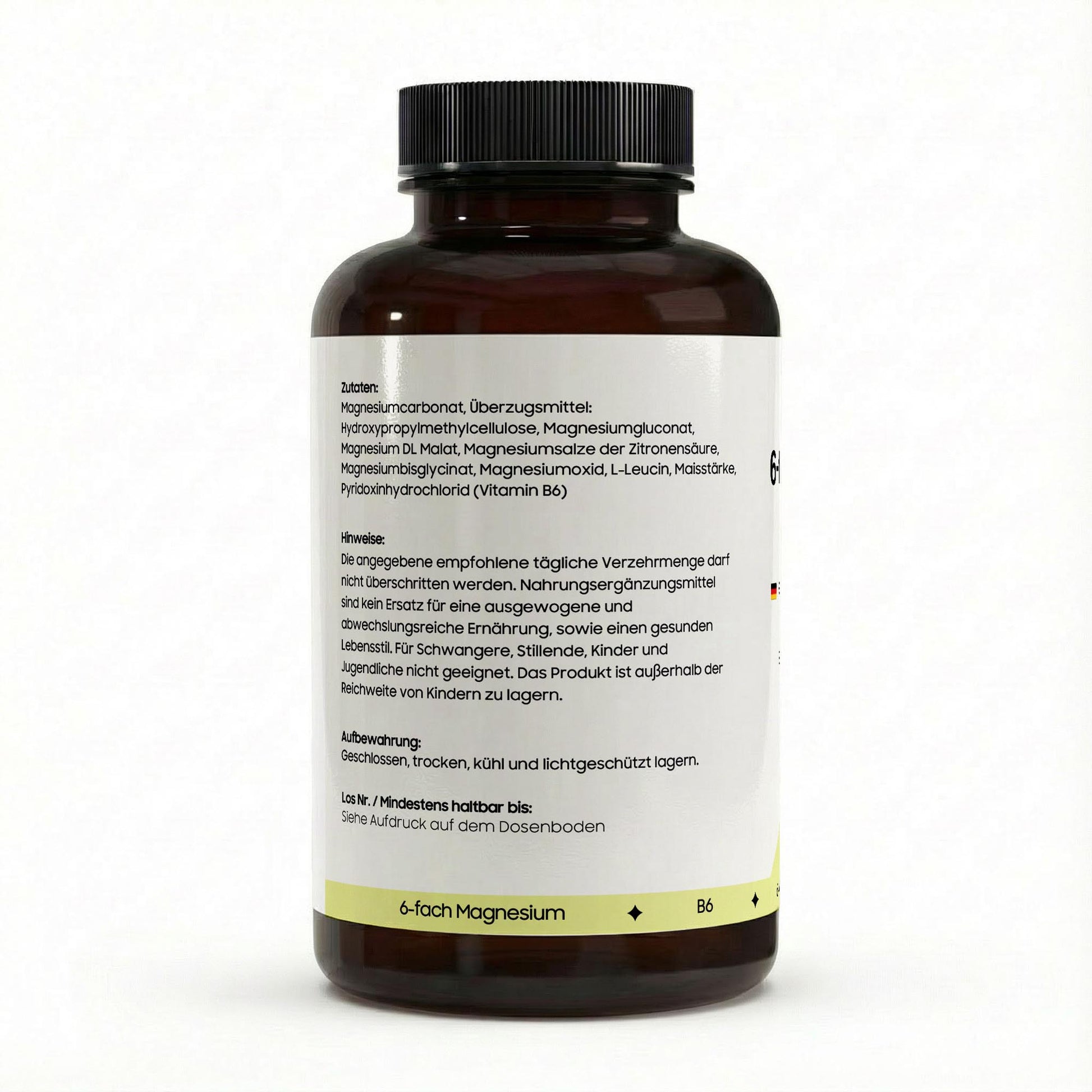 Magnesium 6x Complex + B6 - 120 vegan capsules: Laborgeprüfte Reinheit zur täglichen Unterstützung von Muskeln und Nerven.