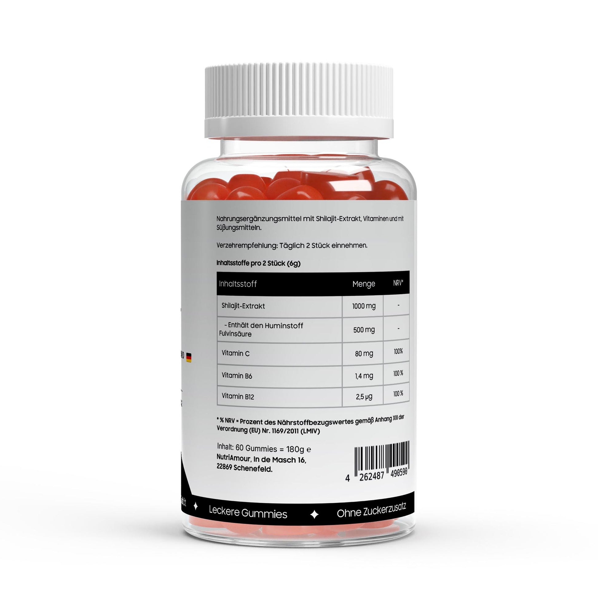 Laborgeprüfte Shilajit (Mumijo) Gummies 1000mg mit Vitamin C zur täglichen Unterstützung des Wohlbefindens.