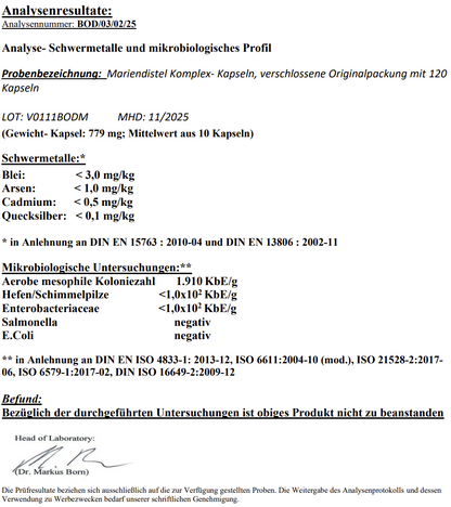 Reiner Mariendistel Artischocke Löwenzahn Komplex: 120 laborgeprüfte Kapseln zur Unterstützung für Ihr Wohlbefinden.