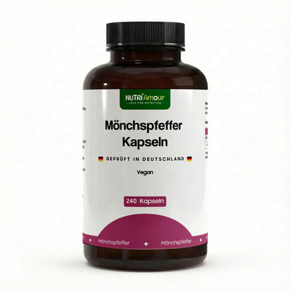 Mönchspfeffer Kapseln - 240 vegane Kapseln - Vitex Agnus Castus für weibliches Wohlbefinden. Reine, laborgeprüfte Qualität.
