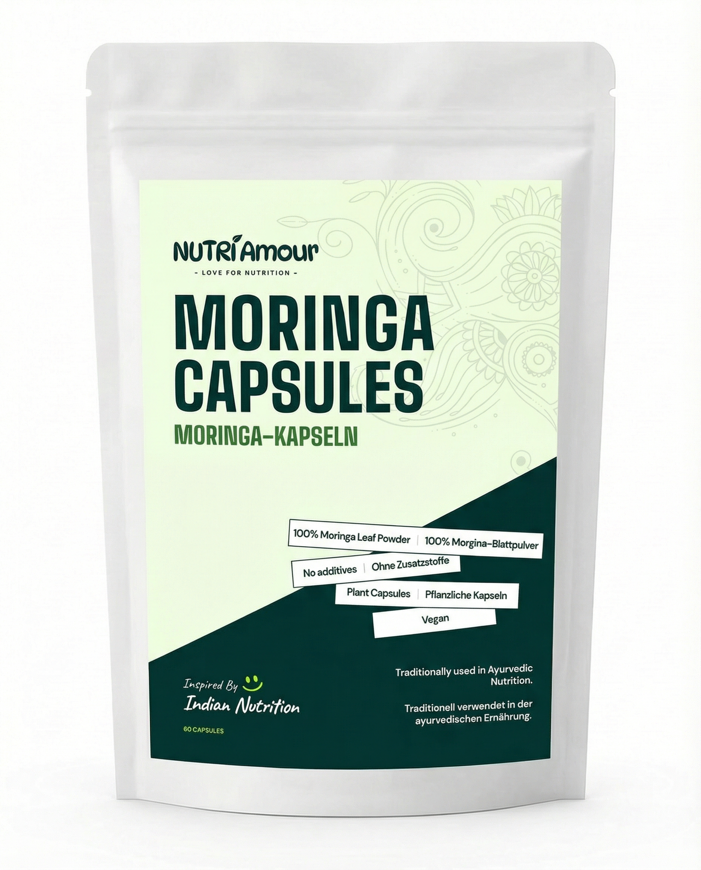 Moringa Capsules - 60 Vegan Capsules | 500 mg für Ihr tägliches Wohlbefinden. 100% reine, laborgeprüfte Qualität.